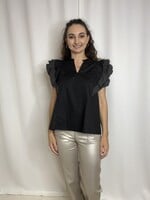 Vanilla Monkey Ruffle Sleeve Woven Top