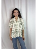 Vanilla Monkey Paisley Print V-Neck Top