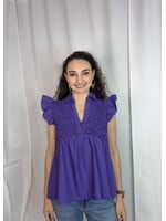 Vanilla Monkey Popcorn Smocking Babydoll Blouse