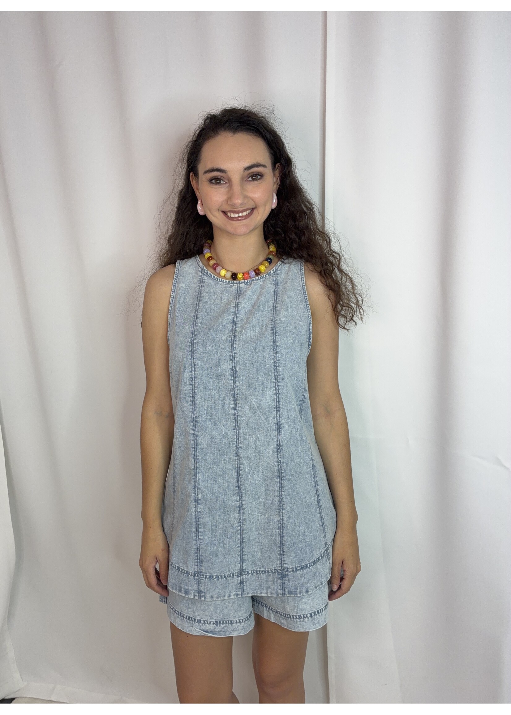 Washed Denim Swing Top & Shorts Set