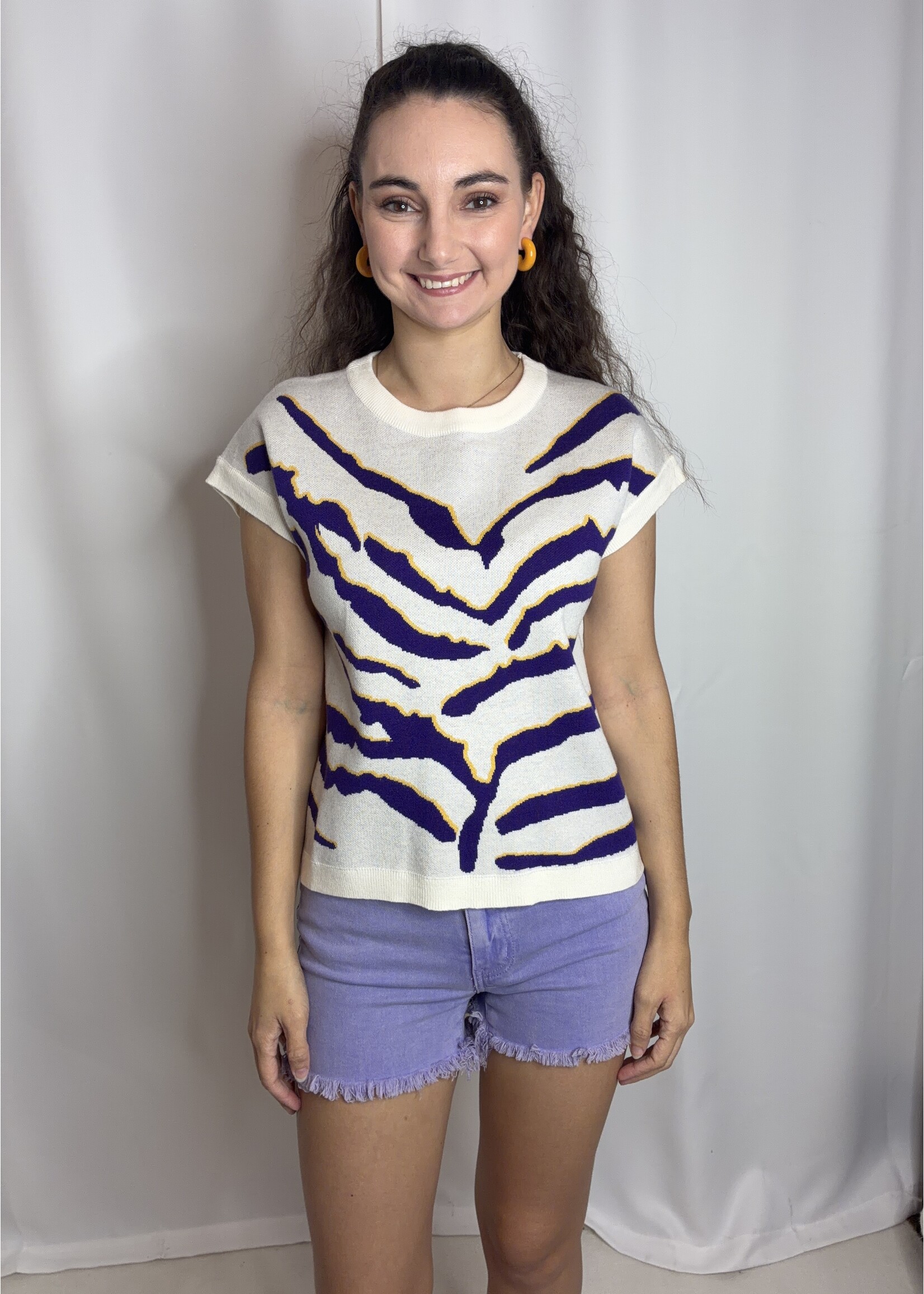 pixi+ivy Tiger Print Knit Vest Top