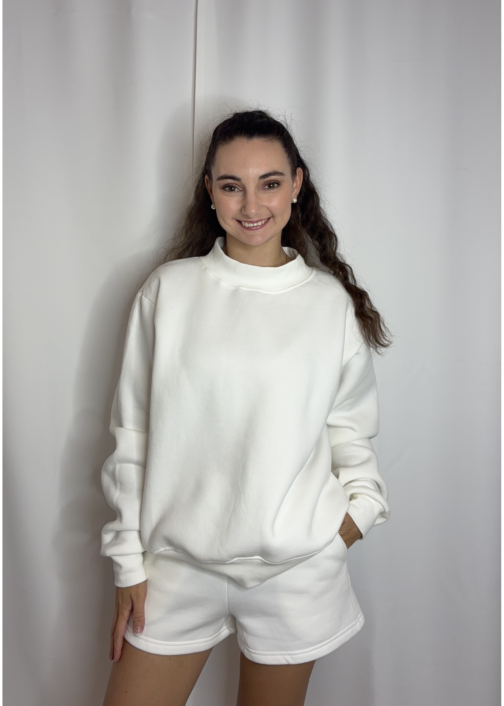 Mock Neck Sweatshirt + Shorts