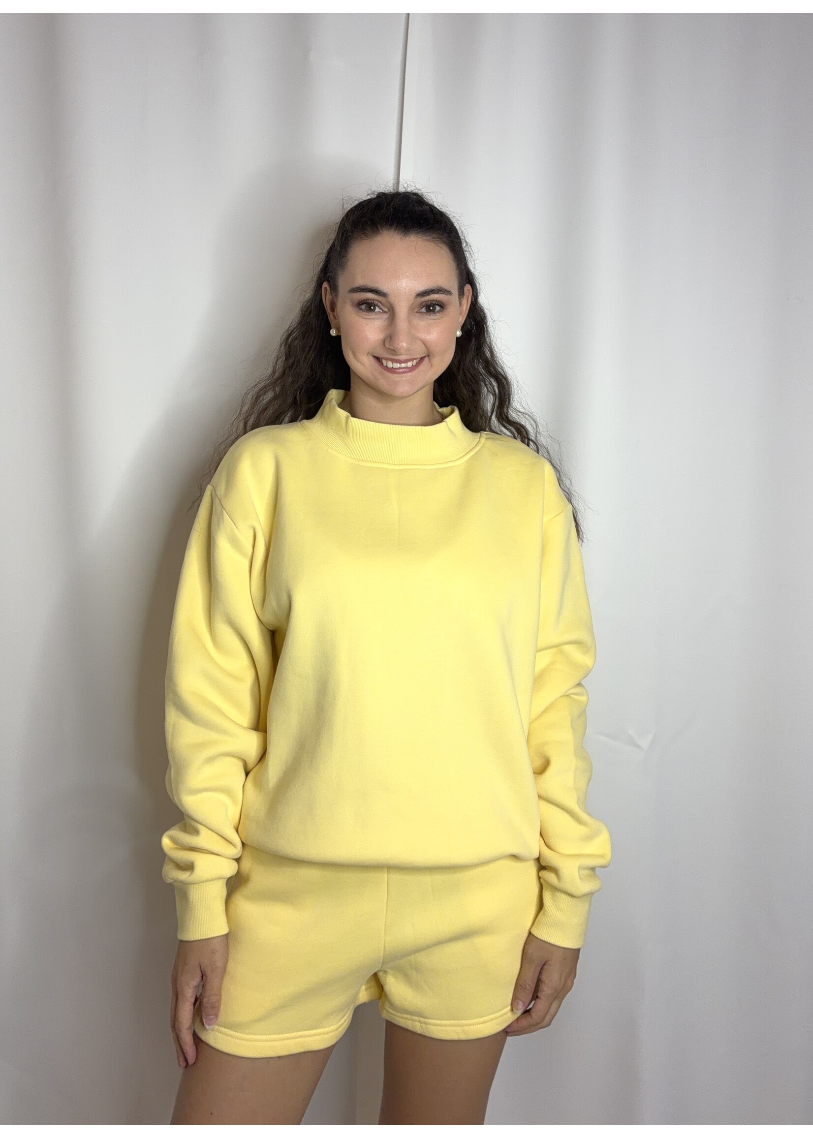 Mock Neck Sweatshirt + Shorts
