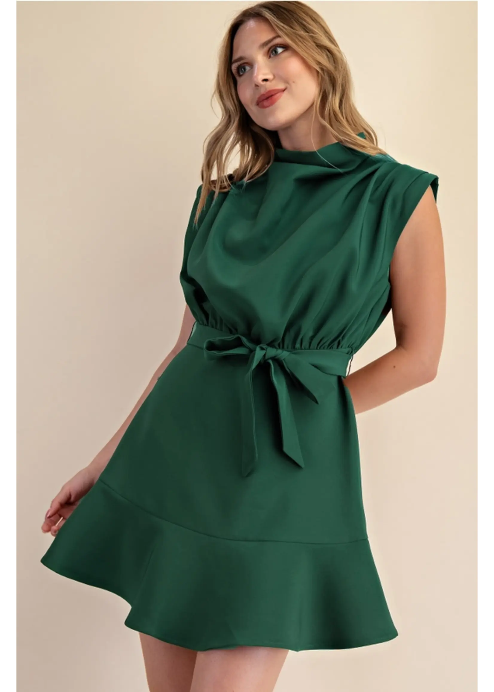 Cowl Neck Sleeveless Mini Dress