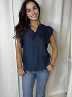 Split Neck Flutter Sleeve Top