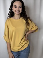 Tie Accent Sleeve Soft Casual Top