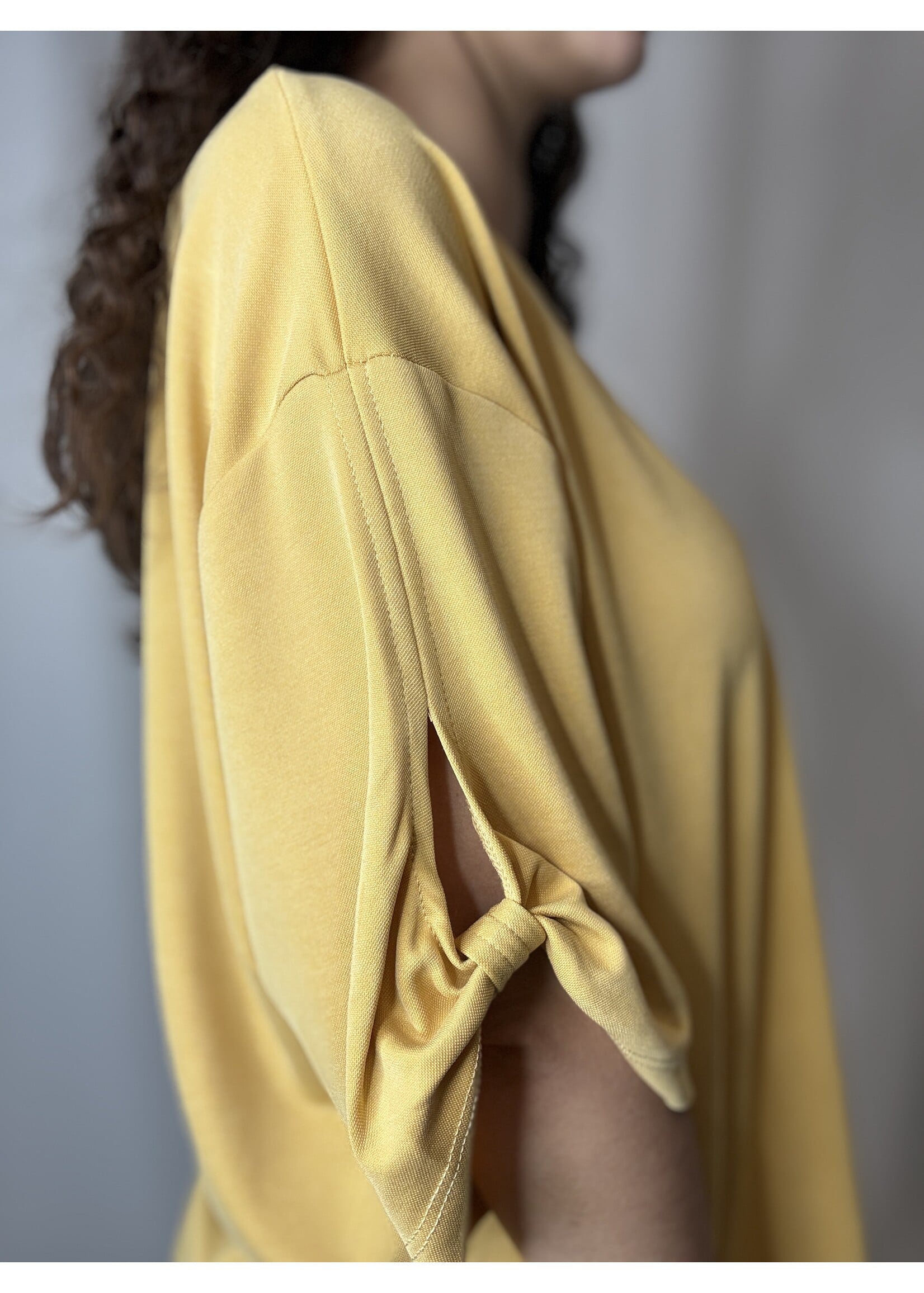 Tie Accent Sleeve Soft Casual Top