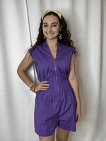 Style USA Smocked Waist Front Zip Romper