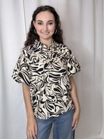 Bubble Sleeve Button Up Top