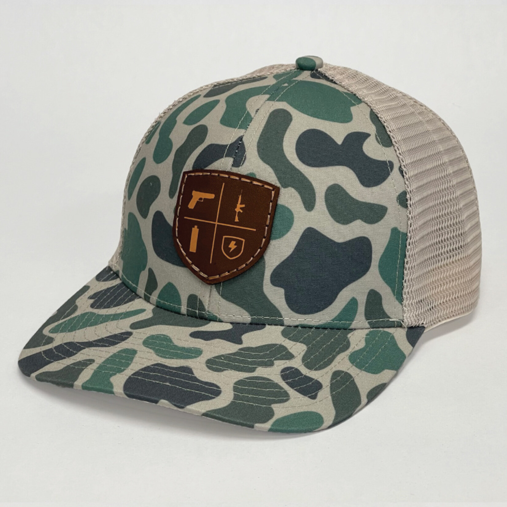 Lost Hat Co. Slate Old's Cool Camo Leather Patch Hat