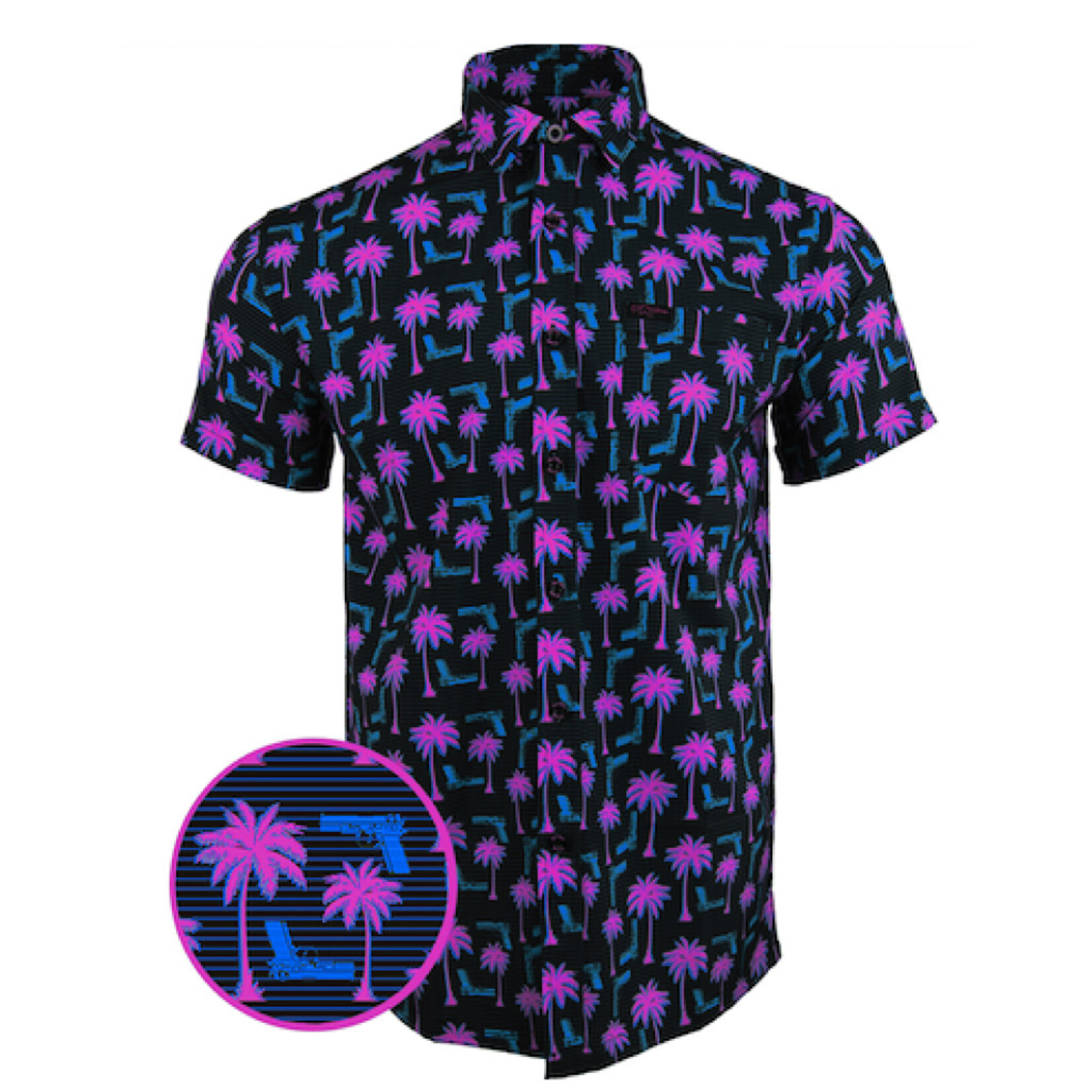 Retro Rifle Rising Palm Hawaiian Shirt