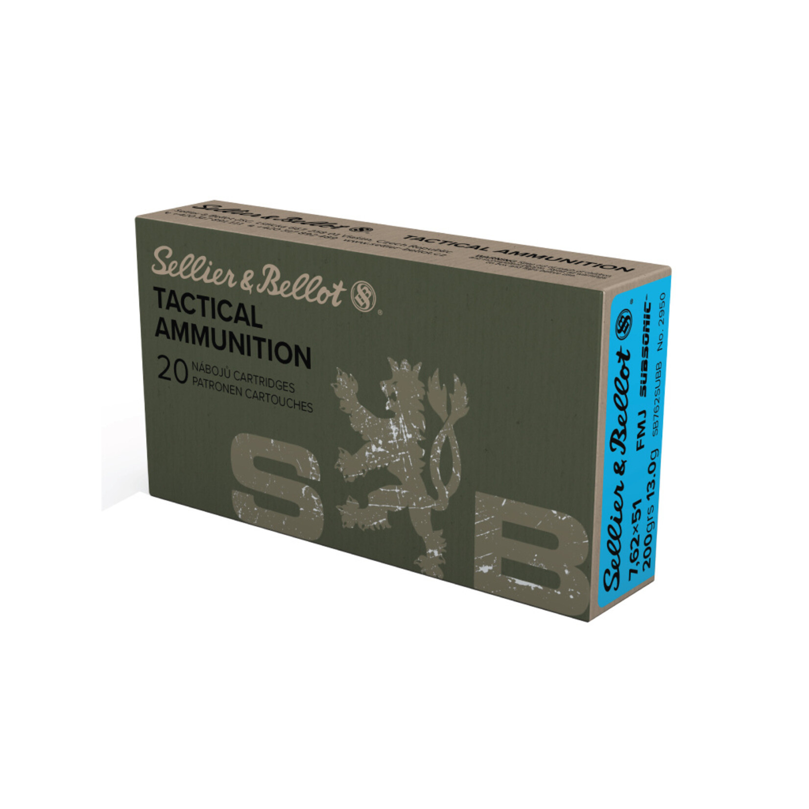 Sellier & Bellot 7.62x51 200gr FMJ Subsonic 20rd Box