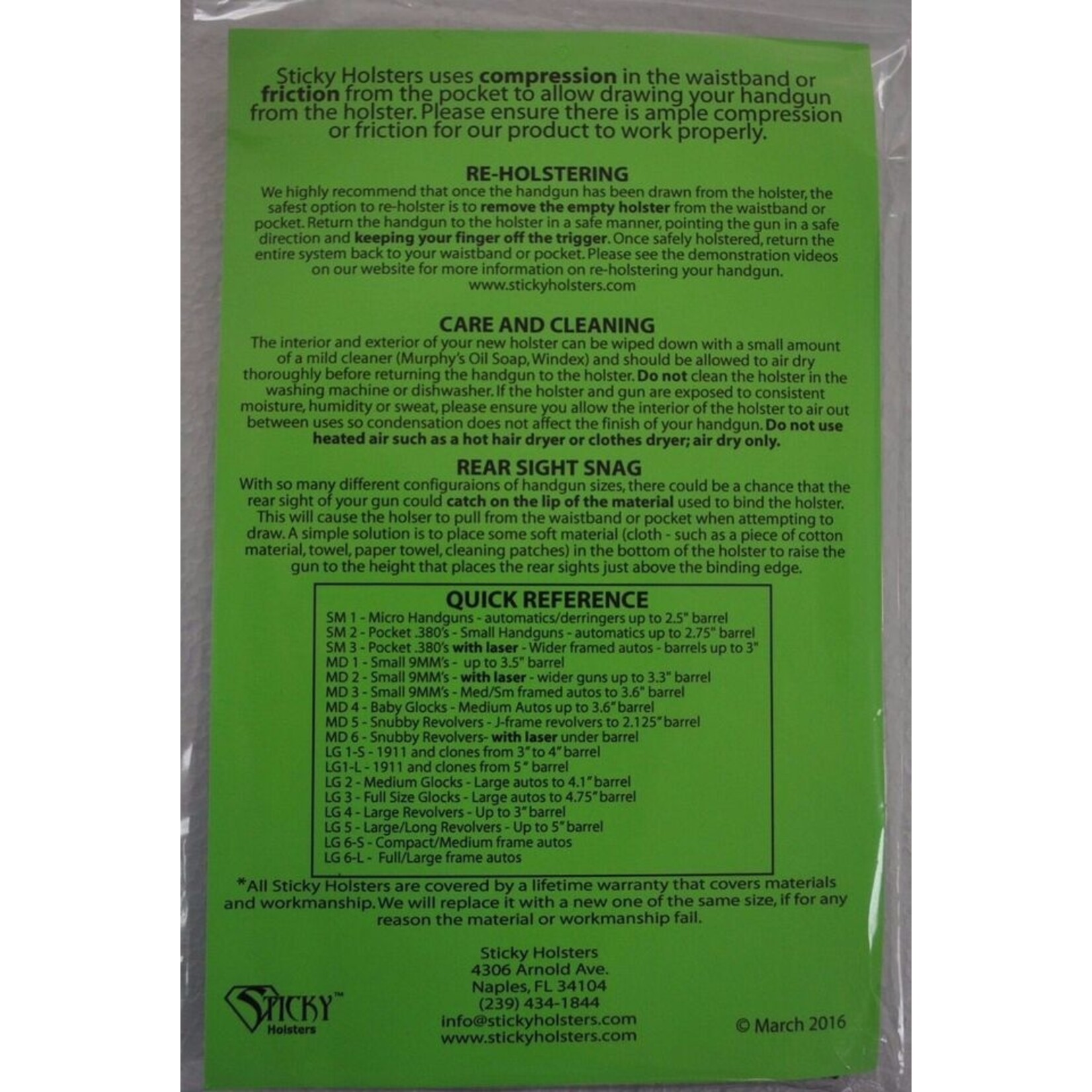 Sticky Holsters LG-6L Long Full
