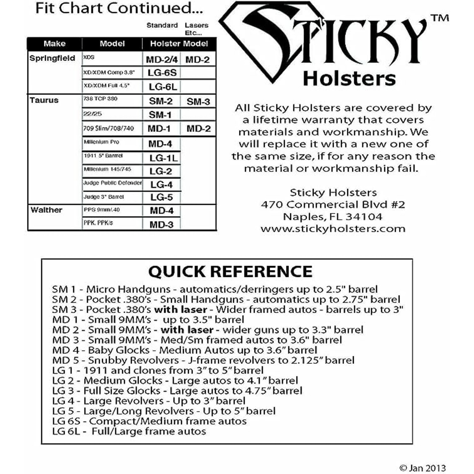 Sticky Holsters SM-2 Small 380's
