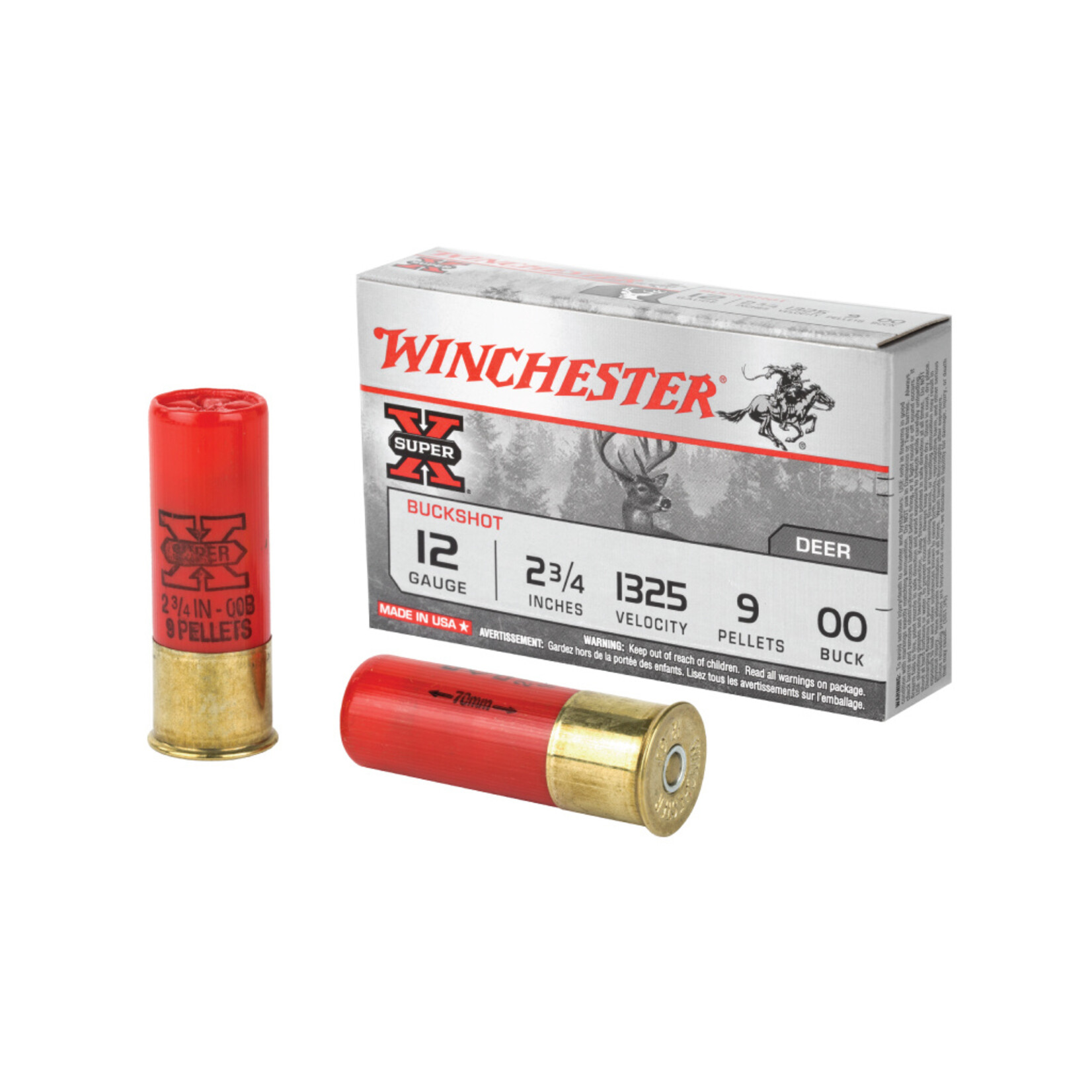 Winchester 12ga 2.75 00 Buckshot 9 Pellets Super-X 5rd Box - Defender  Outdoors