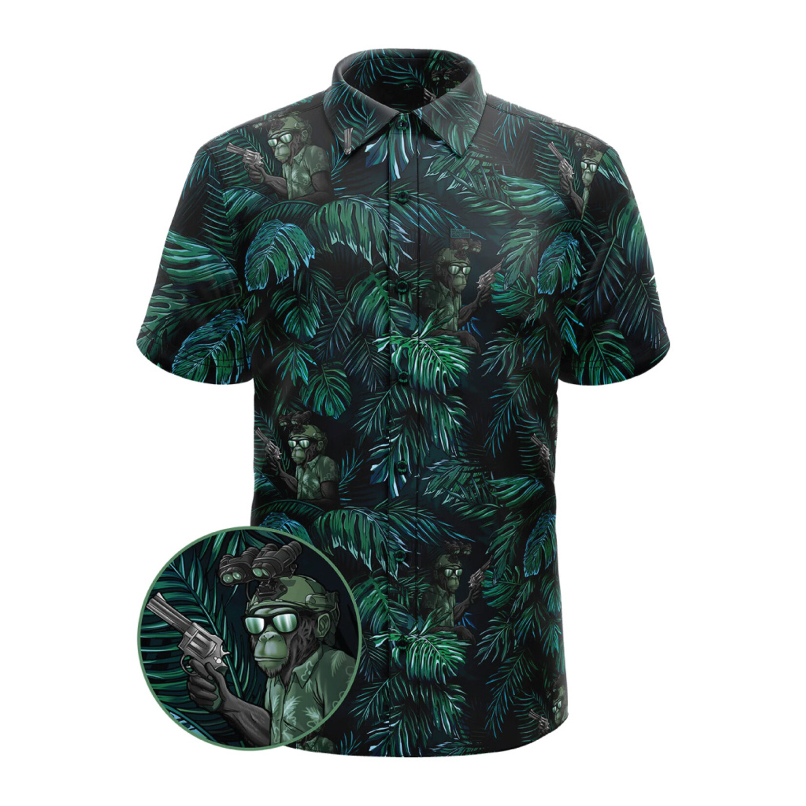 Retro Rifle Chill Chimp Hawaiian Shirt