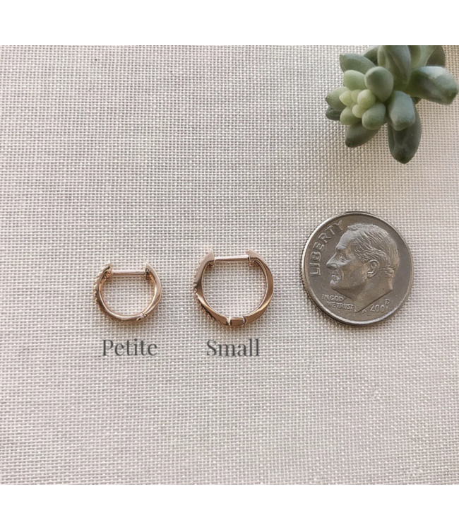 White Gold  Diamond Huggie Earrings-available in 2 sizes