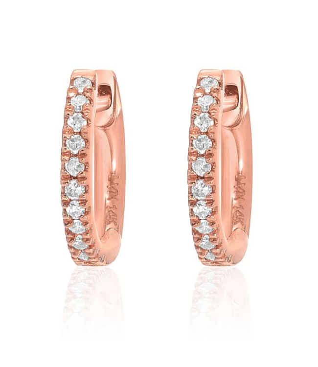 Rose Gold Diamond Huggie Earrings-available in 2 sizes