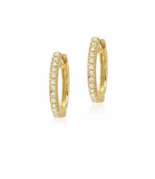 Yellow Gold Diamond Huggie Earrings-available in 2 sizes