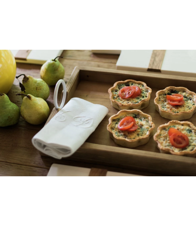 Natural Wood Rectangle Tray with Circular Handles