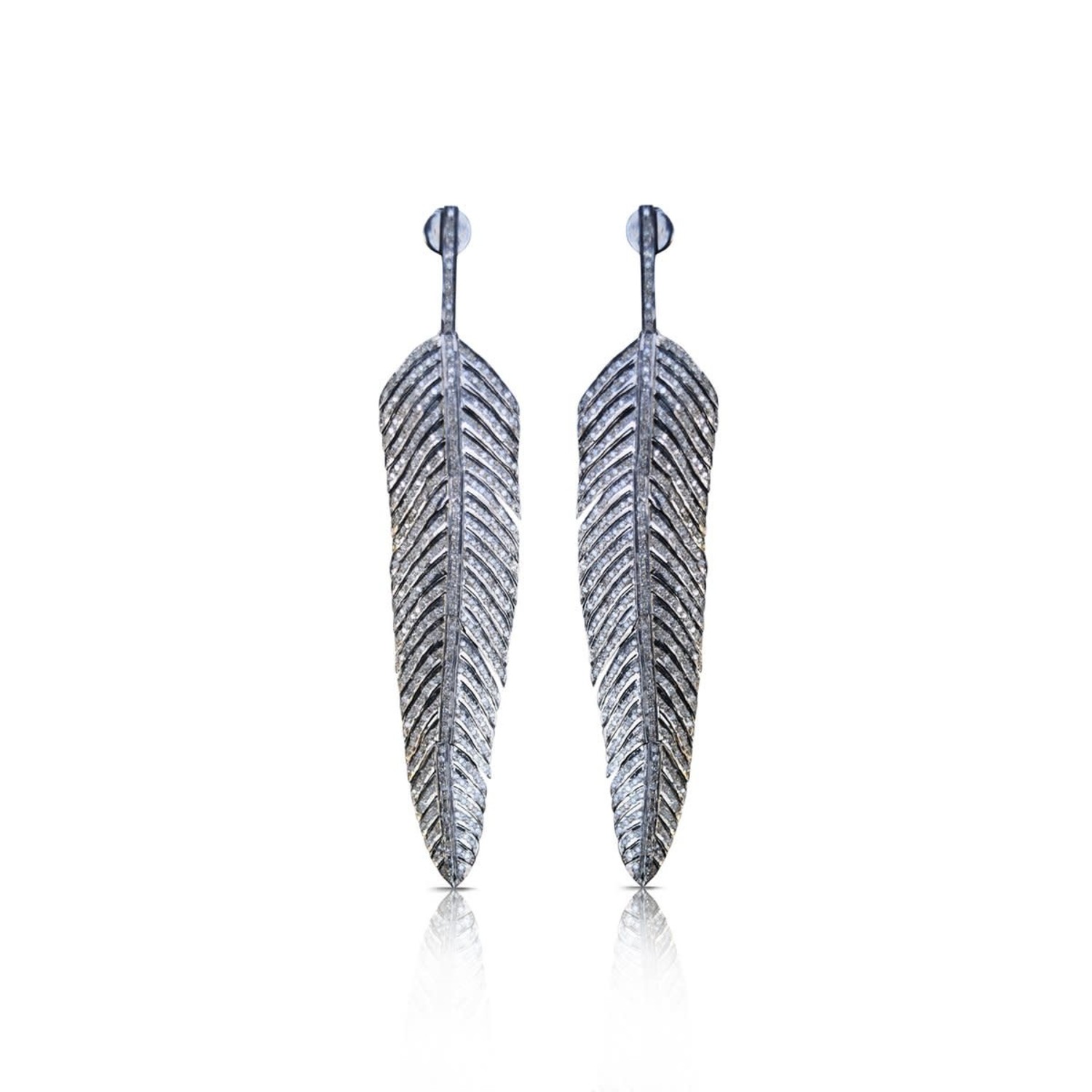 S. Carter Large Full Pave Feather Earrings - Back 40 Mercantile S. Carter Large Full Pave Feather Earrings - Back 40 Mercantile