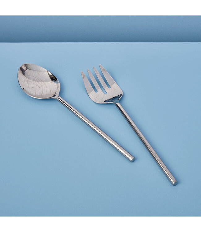 Etched  Hammered Serving Set in Stainless