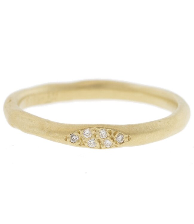 Hammered Stack Ring 6 Diamonds