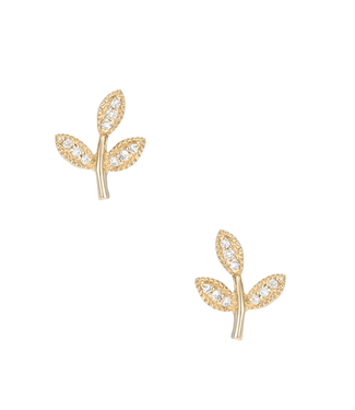 Mini Leaf Diamond 14KG Earrings