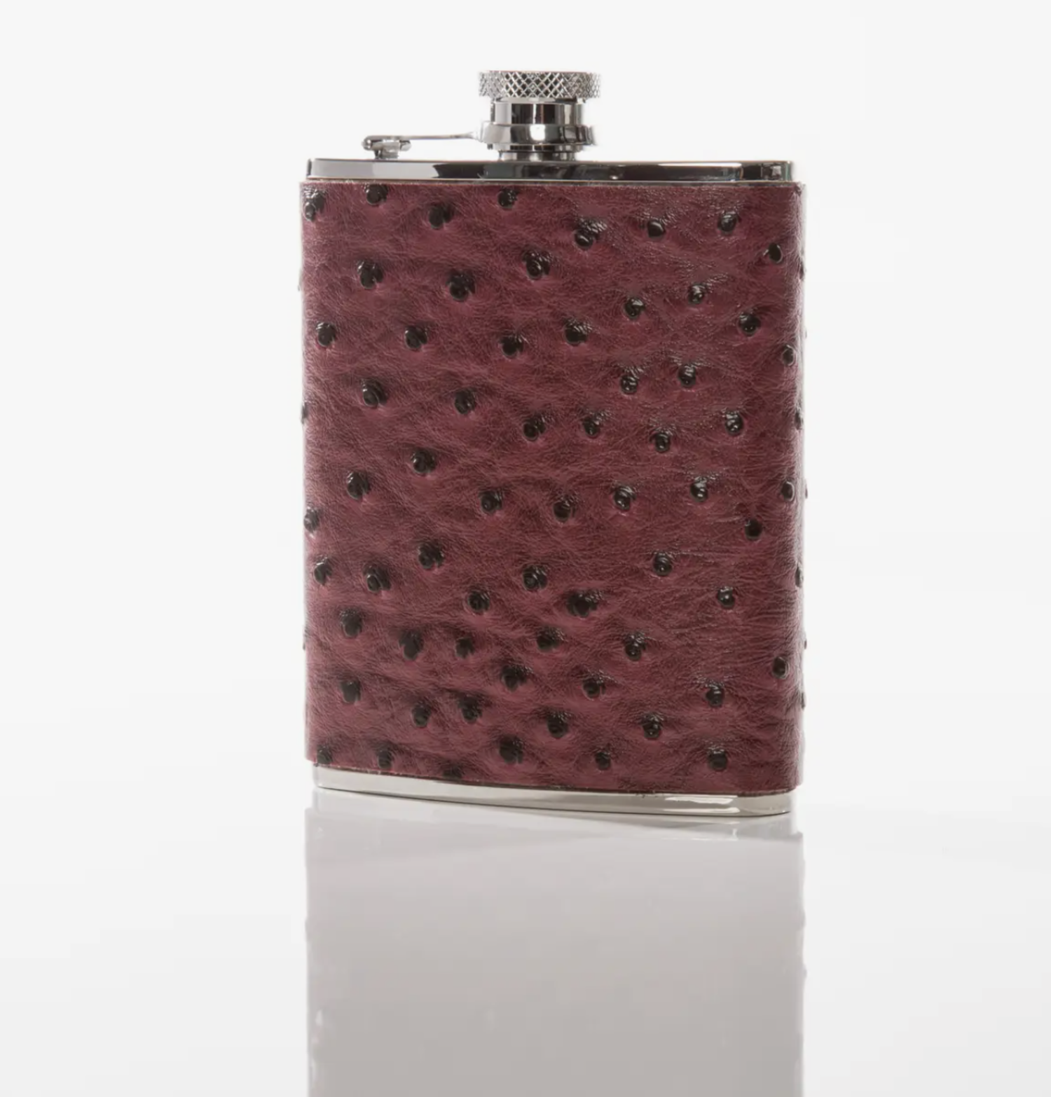 Brouk The Sharp Flask 6oz (Red Ostrich) - Back 40 Mercantile