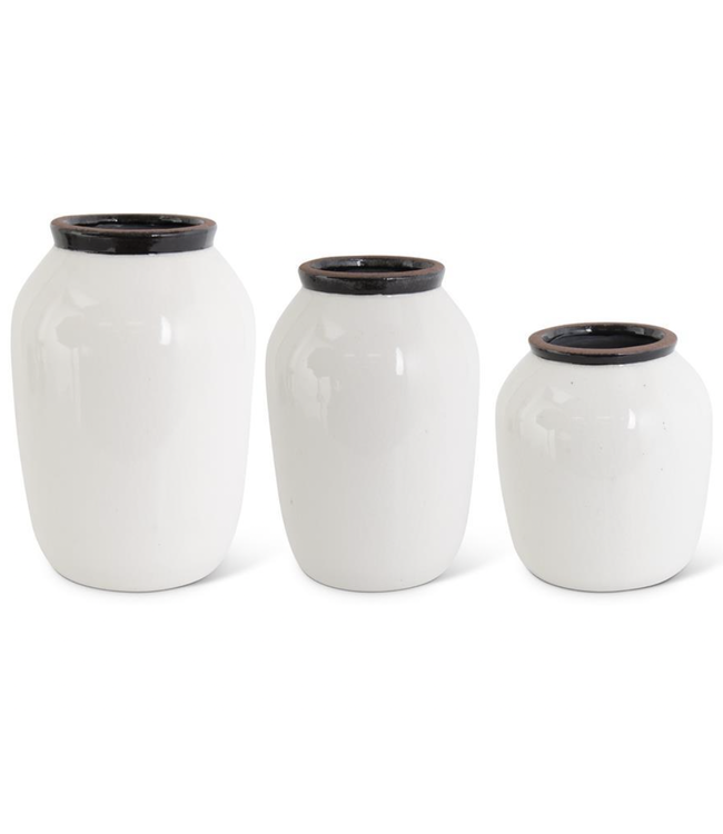 Crackled Ceramic Vases w Black Speck- Medium