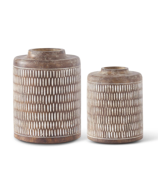 K&K Interiors Whitewashed Carved Vase-available in 2 sizes