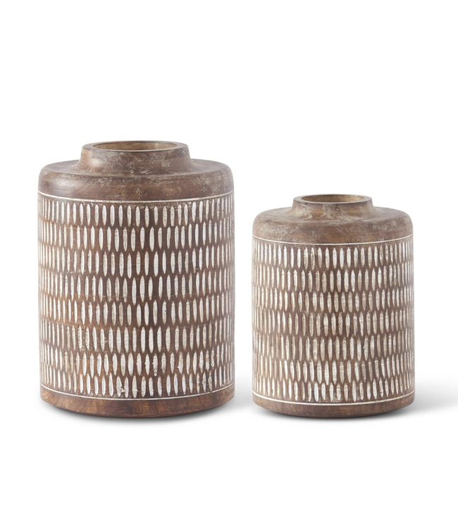 Whitewashed Carved Vase-available in 2 sizes