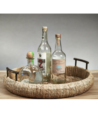 Seagrass Single Rope Round Tray w/Metal Handles