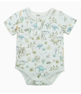 Minihaha & Hiawatha Dinosaur Henley Cotton Bodysuit