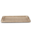 K&K Interiors 23" Rattan Wrapped Tray with Brass Metal Handles 17678A