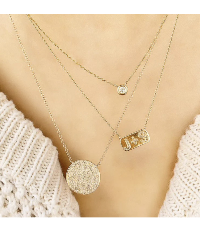 Single Bezel 14KG Diamond Necklace