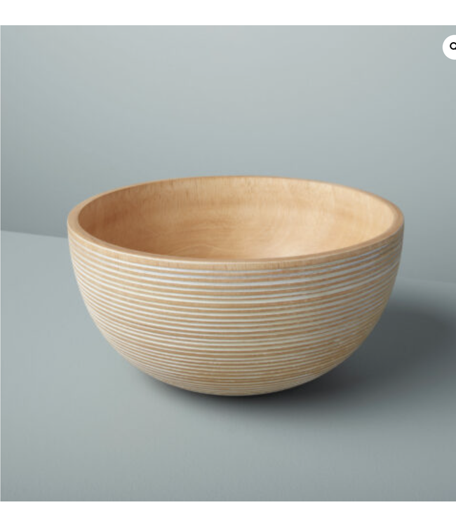 White Striped Mango Wood Bowl