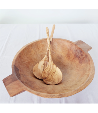 Rustic 19" Wooden Bowl with Handles