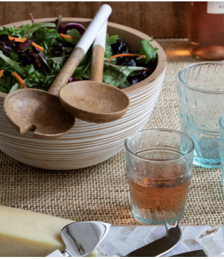 White Striped Mango Wood Bowl