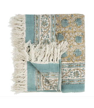 indaba Cozumel Cotton Block Print Slub Tablecloth