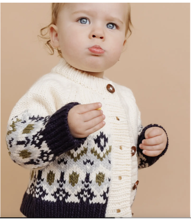 Fairisle Navy Knit Cardigan 6-12m