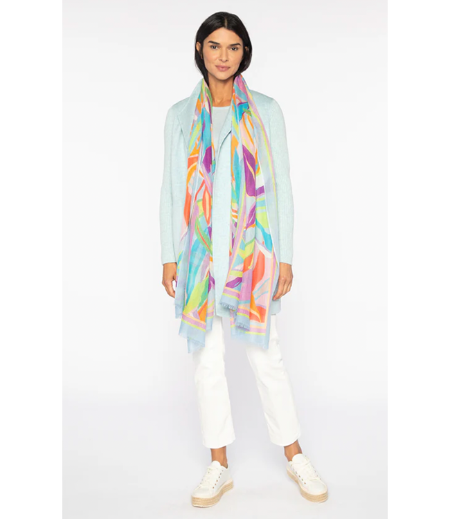 Palm Print Cashmere/Silk Scarf