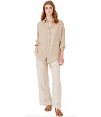 Haris Cotton Drawstring Linen Pant-available in white