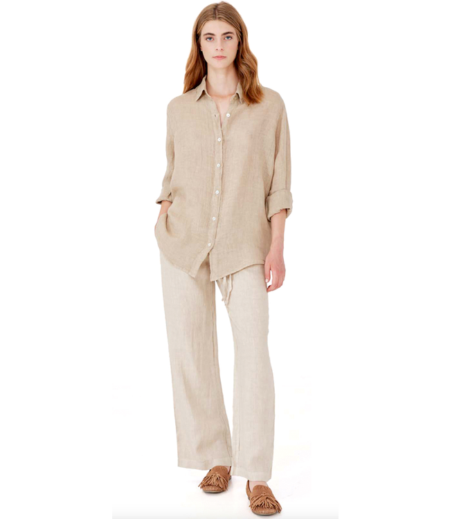 Drawstring Linen Pant-available in white