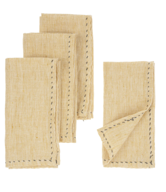 indaba Yellow Stripe Linen Napkin(set of 4)