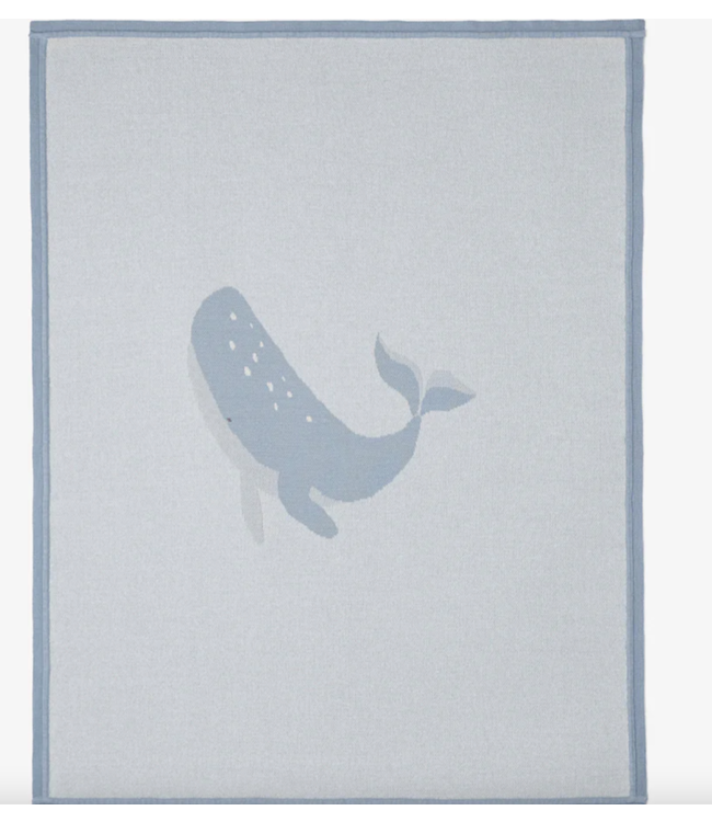 Whale Cotton Knit Baby Blanket