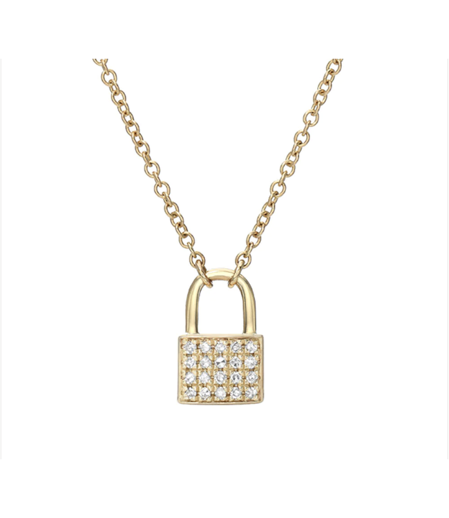 Pave Diamond Padlock Necklace