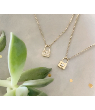 Pave Diamond Padlock Necklace