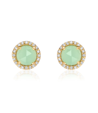Chrysoprase Center with Diamond Halo -5.0mm
