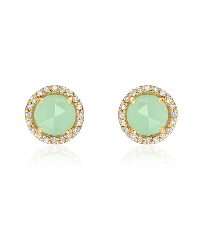 Chrysoprase Center with Diamond Halo -5.0mm